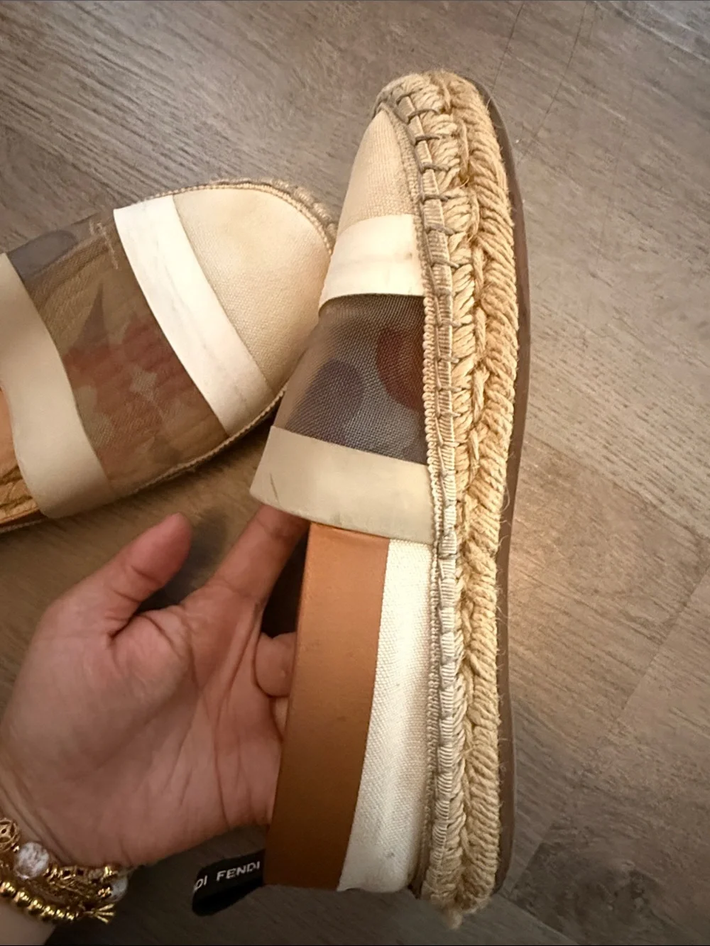 Fendi Canvas Colorblock Pattern Flats Espadrilles
